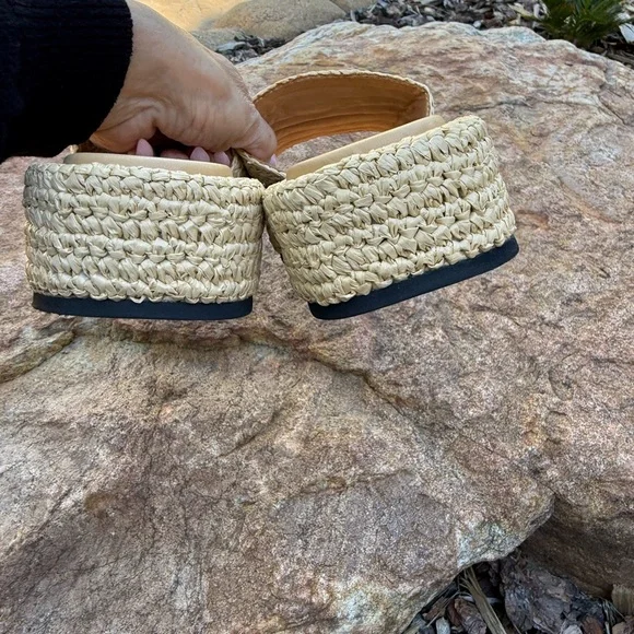 Genuine raffia crotchet PRADA summer Beige Woven Slides slippers - Picture 5 of 12